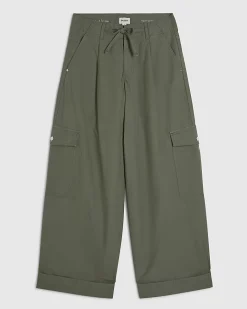 Khaki Wide Leg Cargo Trousers