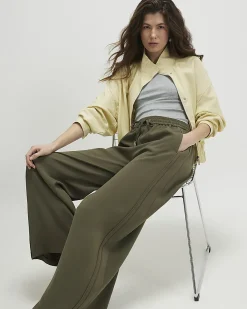 Khaki Wide Leg Tailored Joggers