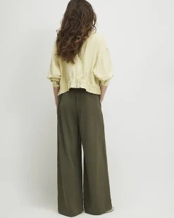 Khaki Wide Leg Tailored Joggers