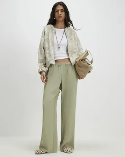 Khaki Wide Leg Trousers