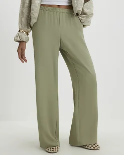 Khaki Wide Leg Trousers
