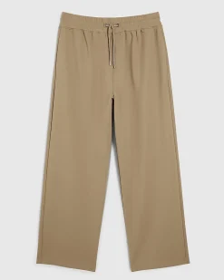 Khaki Wide Leg Twill Joggers