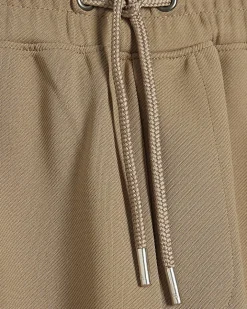 Khaki Wide Leg Twill Joggers