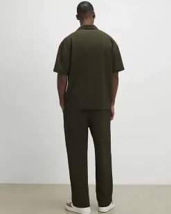 Khaki Wide Leg Waffle Textured Joggers
