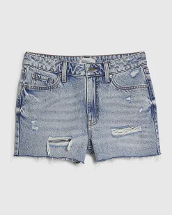 Light Blue Denim Ripped Shorts