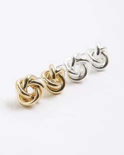 Metal Multi Knot Stud Earrings