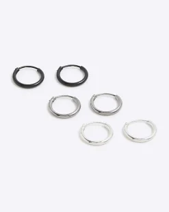 Metal Pack of 3 Multi Mixed Hoop Earrings