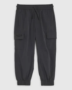 Mini Boys Black Zip Cargo Trousers