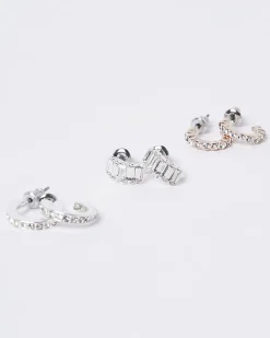 Mixed Metal Multipack Diamante Earrings