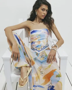 Multi Colour abstract print scarf