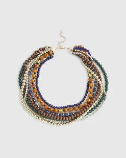 Multi Colour Beaded Multirow Necklace
