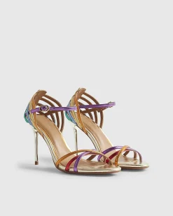 Multi Colour Caged Back Heeled Sandals
