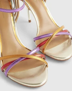 Multi Colour Caged Back Heeled Sandals