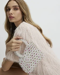 Multi Colour Diamante Beaded Clutch Bag