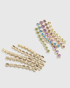 Multi Colour diamante waterfall earrings