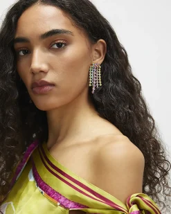 Multi Colour diamante waterfall earrings