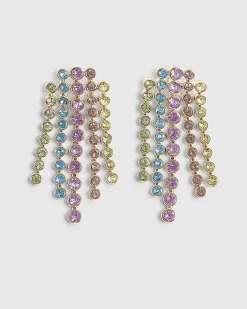Multi Colour diamante waterfall earrings