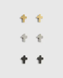 Multicoloured Cross Pack Of 3 Stud Earrings