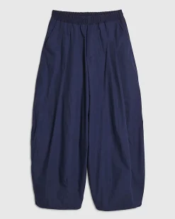 Navy Barrel Leg Trousers