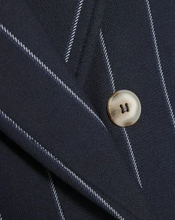 Navy Boxy Pinstripe Hybrid Waistcoat