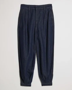 Navy Clean Waist Balloon Leg Jeans