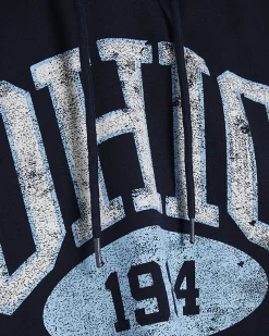 Navy Cotton Blend Ohio Cropped Hoodie