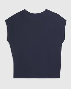 Navy Cotton Loose Fit Short Sleeve T-shirt