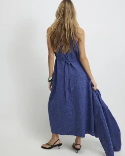 Navy Cotton Midi Dress