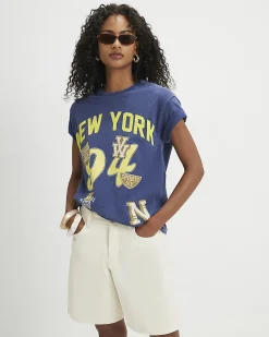 Navy Cotton New York Badge T-Shirt