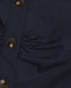 Navy Cotton Poplin Sleeveless Waistcoat Top