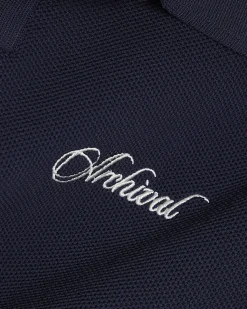 Navy Cotton Short Sleeve Open Collar Jumper