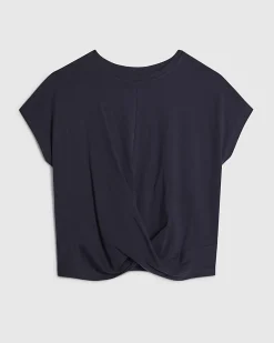 Navy Cotton Twist Front T-Shirt