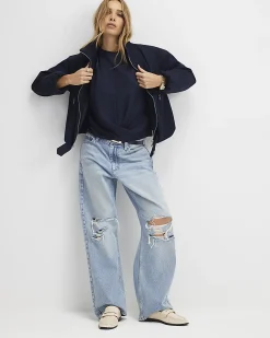 Navy Cotton Twist Front T-Shirt