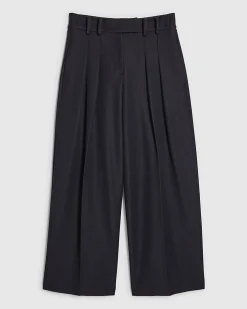 Navy Denim Look Wide Leg Trousers