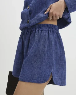 Navy Elasticated Cotton Shorts