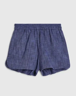 Navy Elasticated Cotton Shorts