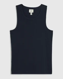 Navy Essential Muscle Fit Ribbed Stretch Vest