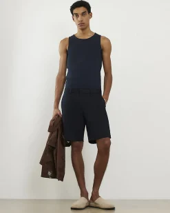 Navy Essential Muscle Fit Ribbed Stretch Vest