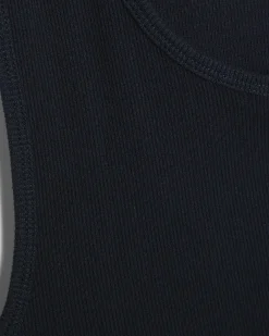 Navy Essential Muscle Fit Ribbed Stretch Vest