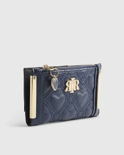 Navy Heart Quilted Mini Purse