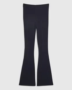 Navy High Waisted Ribbed Flare Leggings