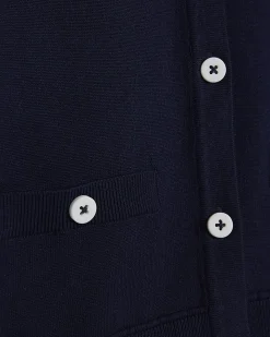Navy Knitted Crew Neck Cardigan