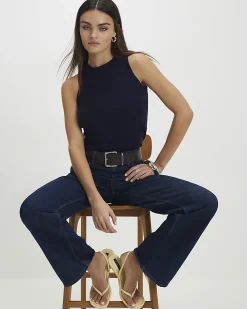 Navy Knitted Vest Top