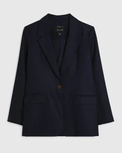 Navy Linen Blend Blazer