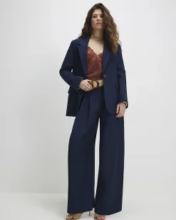 Navy Linen Blend Blazer