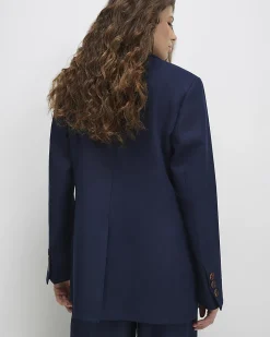 Navy Linen Blend Blazer