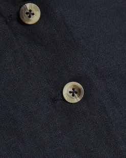 Navy Linen Blend Button V-Neck Waistcoat