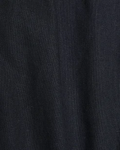 Navy Linen Blend Drawstring Tapered Trousers