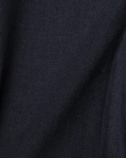 Navy Linen Blend Short Sleeve Shirt