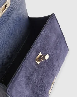 Navy Lock Front Tote Bag